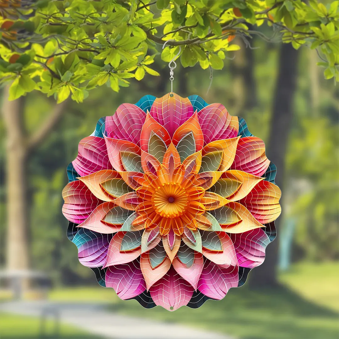Mandalas Hanging Wind Spinner 360 Degree Rotating 3D Garden Wind Spinners 10-Inch Hanging Wind Catcher Art Gift for Home Garden Halloween Christmas (10)
