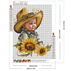 Enfant Cowboy Tournesol Compl&egrave;te Rond Diamant Peinture 30X40CM