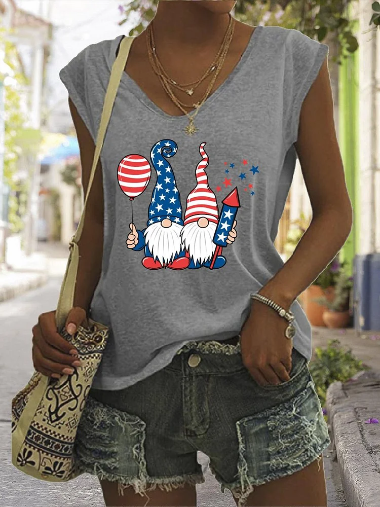 American Independence Day V Neck T-shirt Tees-00320