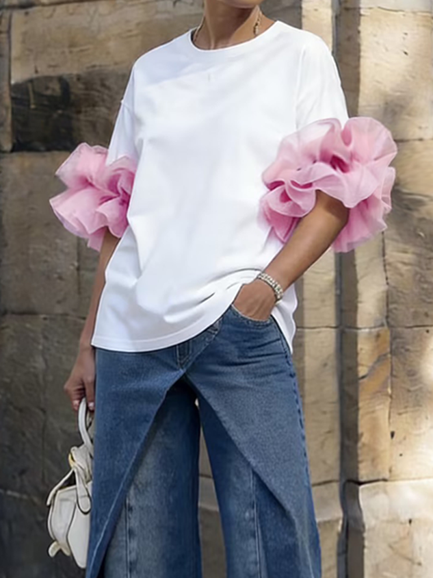 Urban Color Block Crew Neck Blouse mysite idetrend