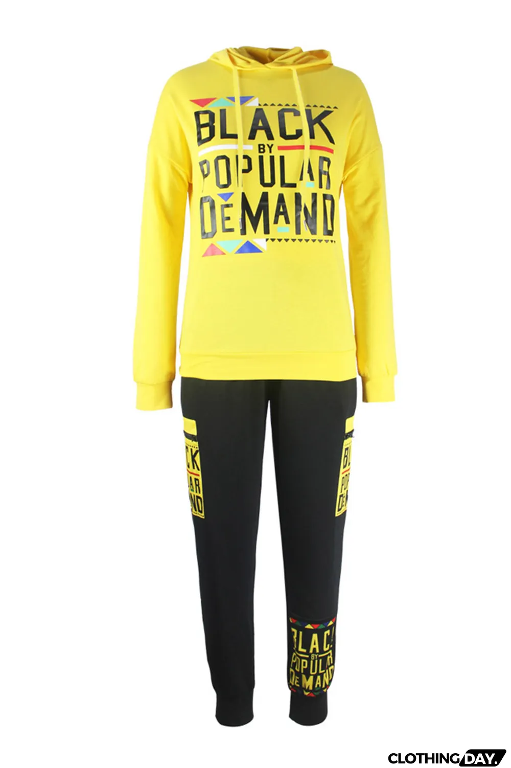 Rose Red Fashion Casual Letter Print Basic Hooded Collar Long Sleeve Two Pieces