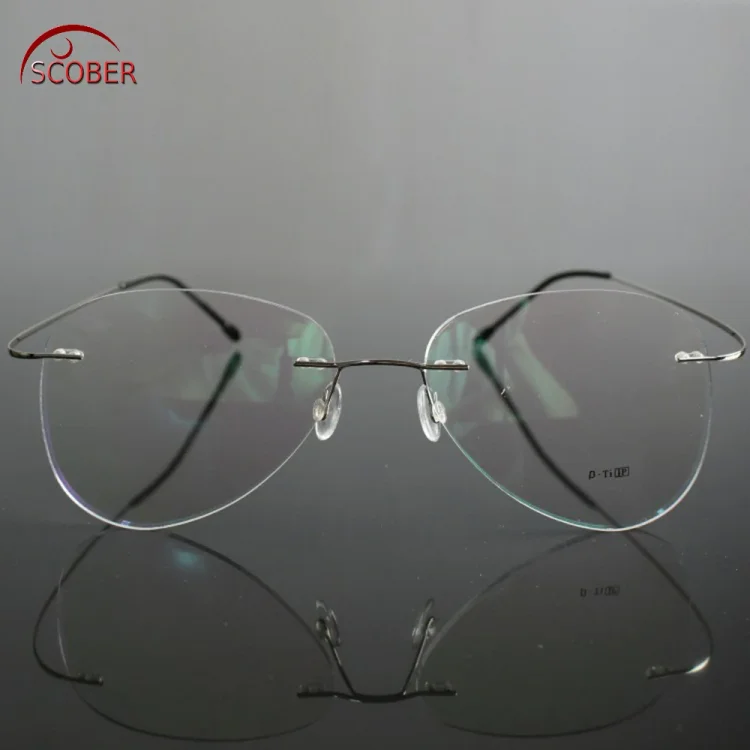 SCOBER = Large Frame Pilot New B Titanium ONLY 2G Ultra-light Bomb MEN WOMEN Rimless READING GLASSES +0.75 +1 +1.25 +1.75 to +4