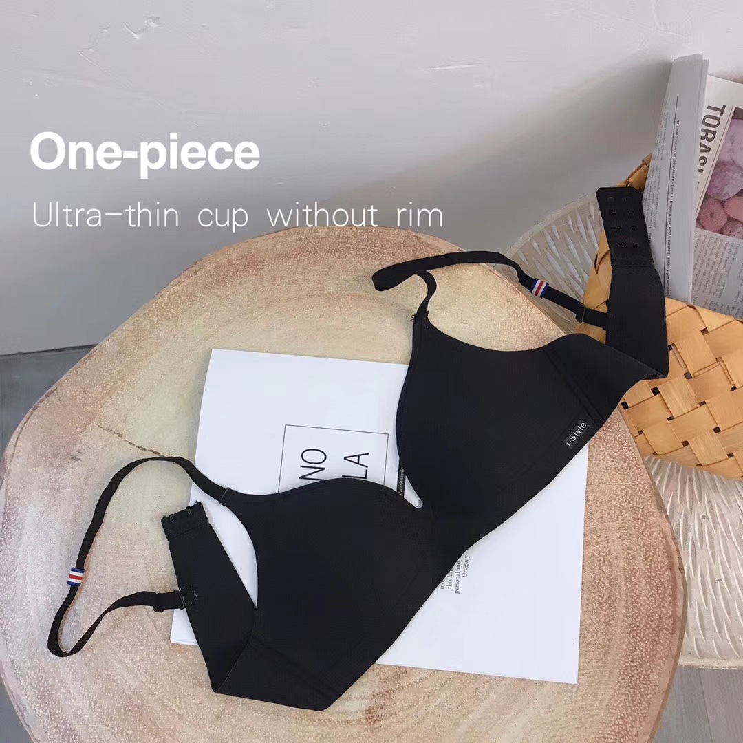 Aiyuzuo Women One-piece Light Solid Bra Seamless Gathered Underwear Ultra Thin Push-up Bras Wireless Breathable Double-breasted Buckle