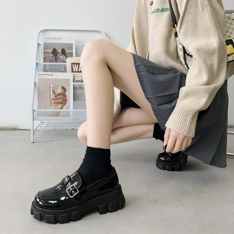 2021 Platform Mary Jane Shoes Round Toe Japanese School Uniform Jk Student Shoes Girls Women Kawaii Lolita Soft Low Heel Boots