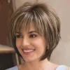 Mix Color Short Fluffy Slightly Curly Wig