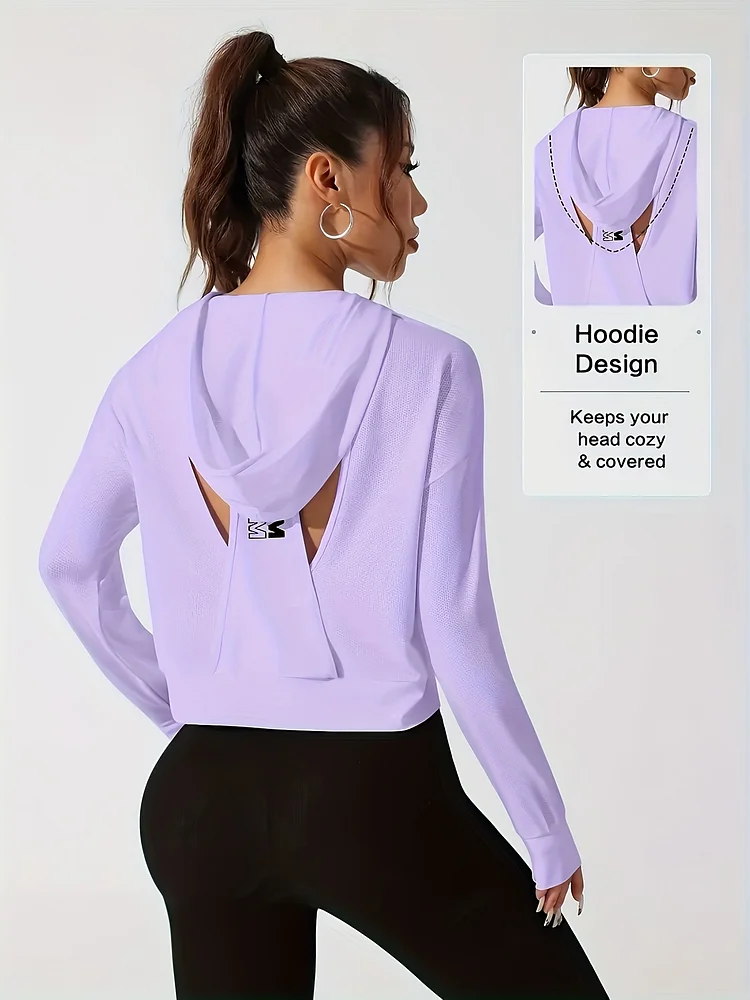 European And American Fashion Hollow-Out Hooded Sweatshirt For Women, Spring/Autumn Thin Casual Sportswear To