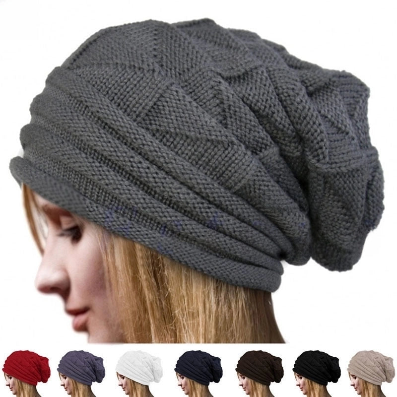 Popular Pleated Flanging Pullover Hat Women's Autumn And Winter Ski Wool Hat Outdoor Knitted Hat
