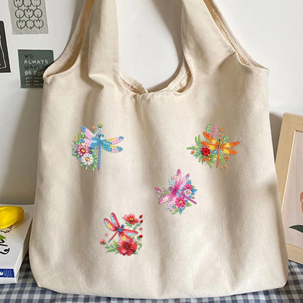 4Pcs DIY Dragonfly Diamond Painting Brooch Diamond Painting Pins Jewelry Kit