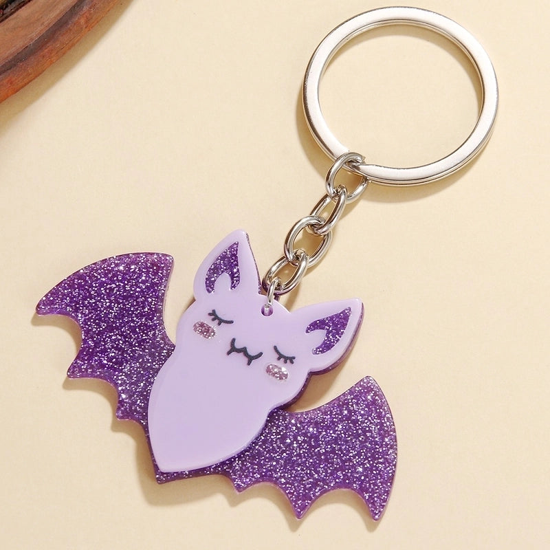 Cute Minimalist Bat Arylic Halloween Bag Pendant Keychain