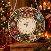 Acrylic Special Shape Xmas Wreath Diamond Pearl Painting Clock Handicraft Hanging Kit