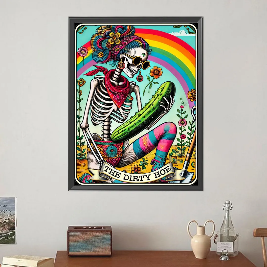 Skulls and Rainbows Tarot Cards DIY 5D Round Full Drill Diamond Painting Gem Art Kits for Adults/Beginners Gift Idea Home Wall Decor Diamond Dots Paintings Picture Arts Craft 15.75x19.69Inch