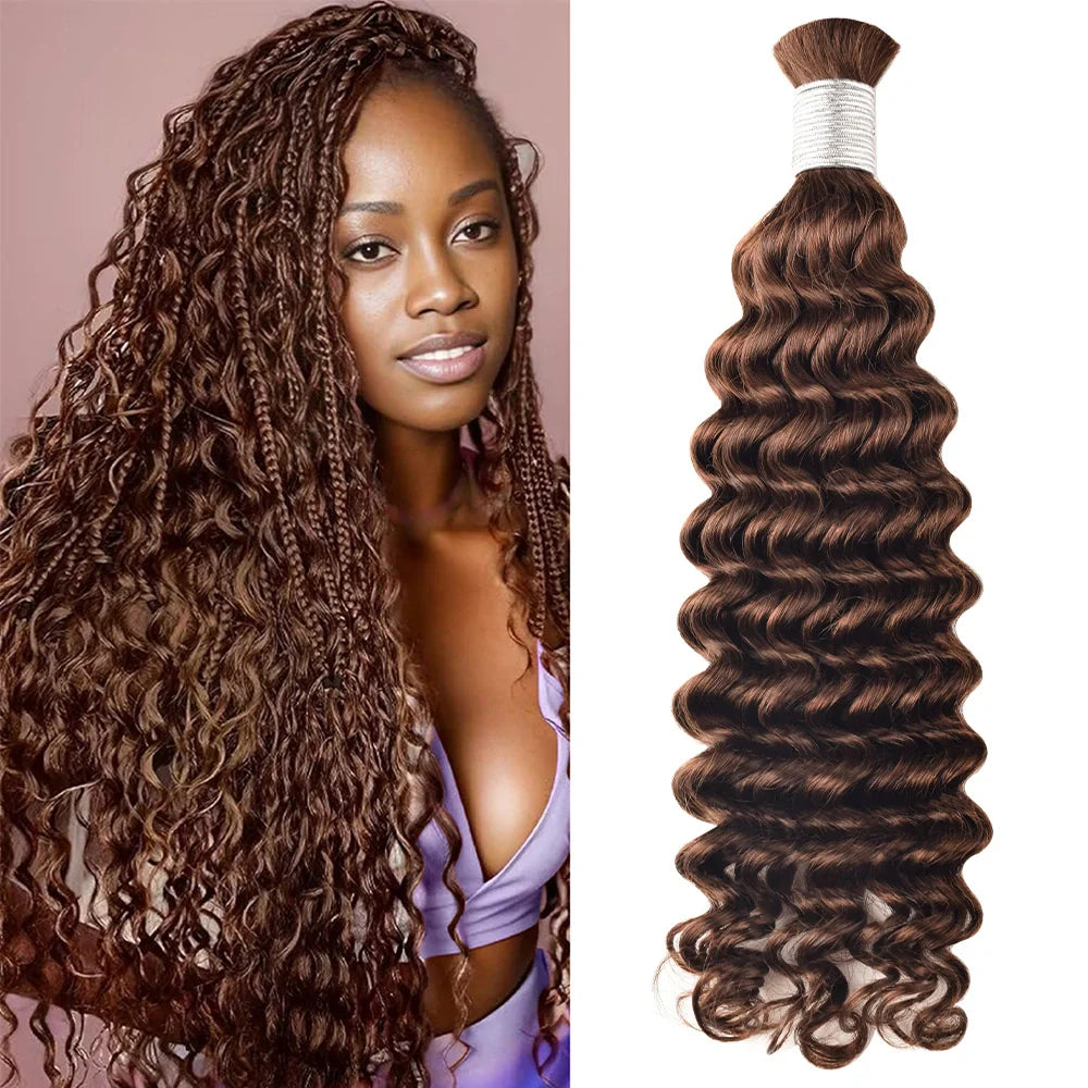 #4 Deep Wave Hair Bulk | For Braiding | 100% Human Hair | BORUIHAIR