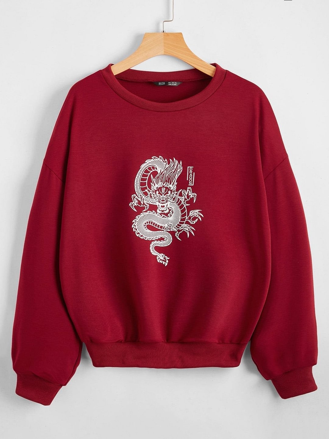 Chinese Dragon Print Drop Shoulder Sweatshirt