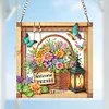 Diamond Painting Acrylic 2D Flat Flower Basket Hanging Diamond Art Kits Wall Door Decor