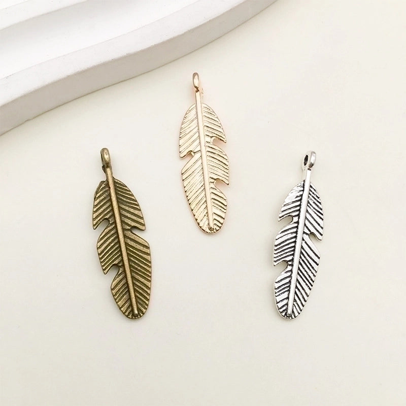 100 Pieces Minimalist Feather Alloy Plating Pendant Jewelry Accessories2