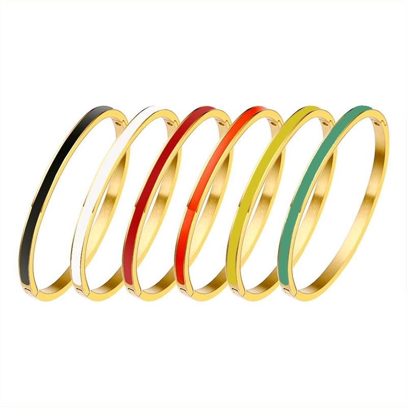 Streetwear Solid Color Stainless Steel Bangle In Bulk