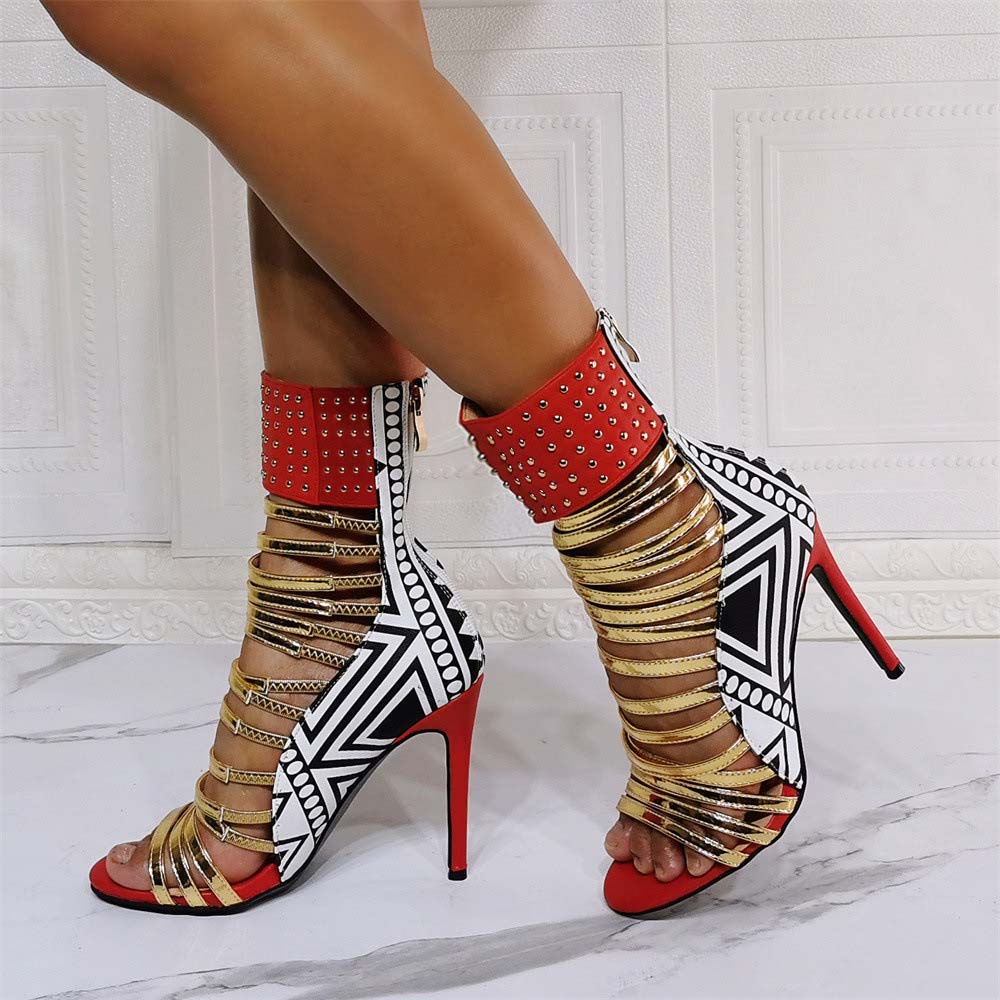 Women's Design Stiletto Heel Shoes Wide Ankle Strap Heels