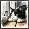 (US Only)Full Embroidery cotton Thread 11CT Printed Cat Cross Stitch Kit Art 40x40cm