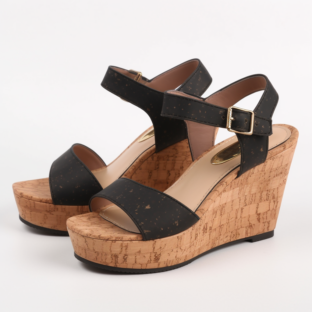 Black Open Toe 4'' Wedge Heel Ankle Strap Sandals with Platform Nicepairs
