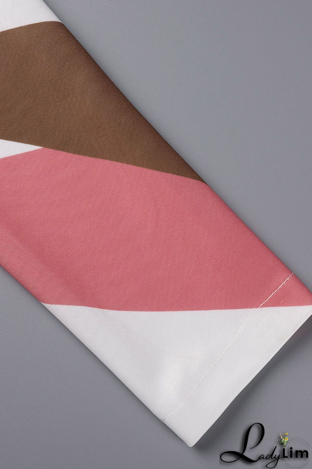 Camel Casual Print Patchwork Buttons Turn-back Collar Long Sleeve Two Pieces