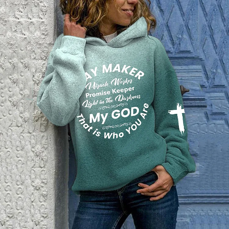 Comstylish Waymaker Miracle Worker Promise Keeper Light in the Darkness My God Print Hoodie