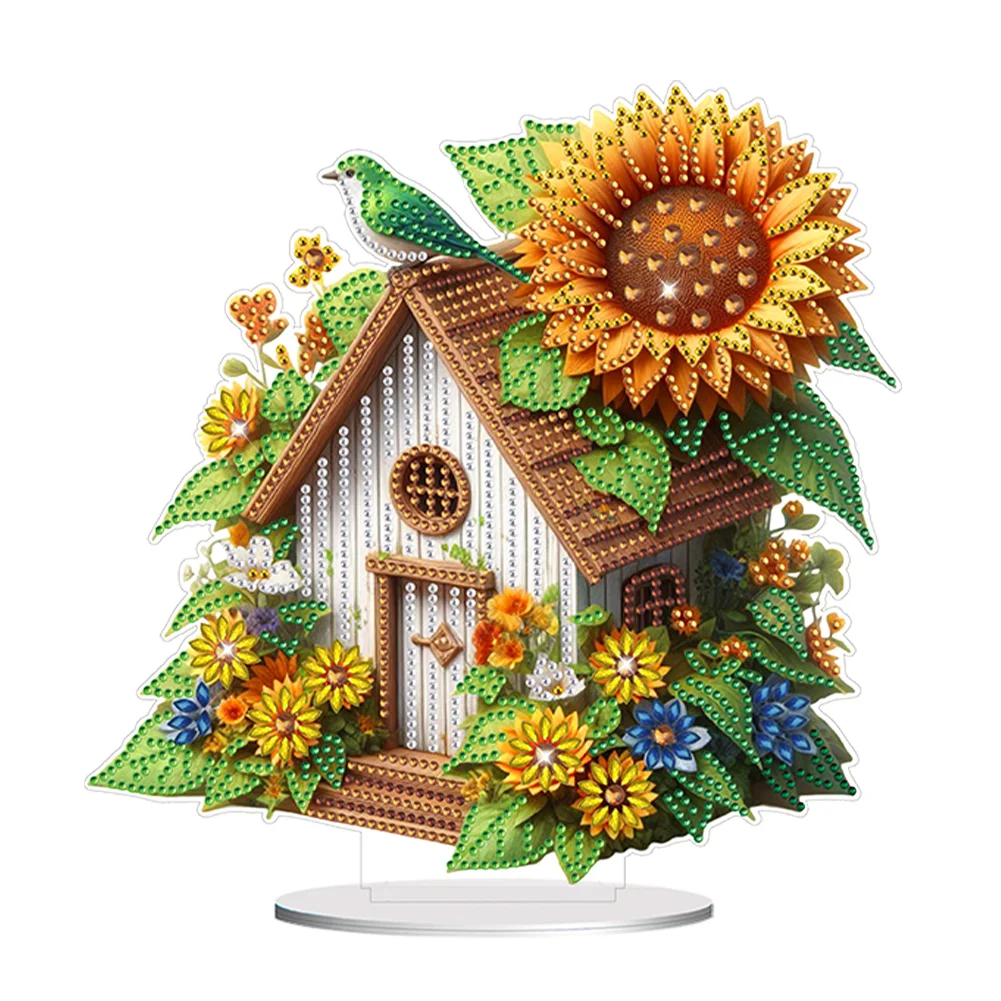 DIY Sunflower Cottage Acrylic Diamond Painting Desktop Ornaments Bedroom Table Decor