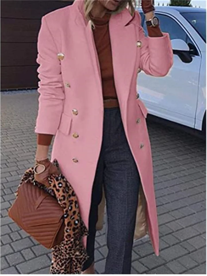 Women's Coat Street Daily Going out Fall Winter Long Coat Regular Fit Warm Streetwear Elegant Casual Jacket Long Sleeve Solid Color Quilted White Pink Khaki-Cosfine