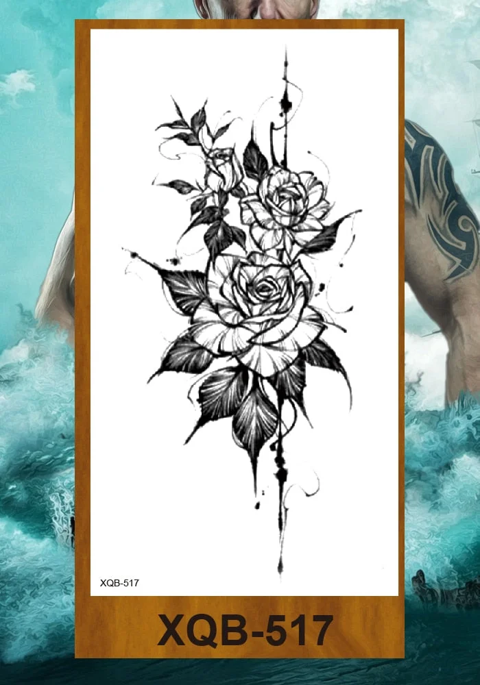 Temporary Tattoo Sticker Women Girl Arm Buttocks Chest Fake Tatoo Flowers Chain Body Makeup Waterproof Lily Butterfly Tattos