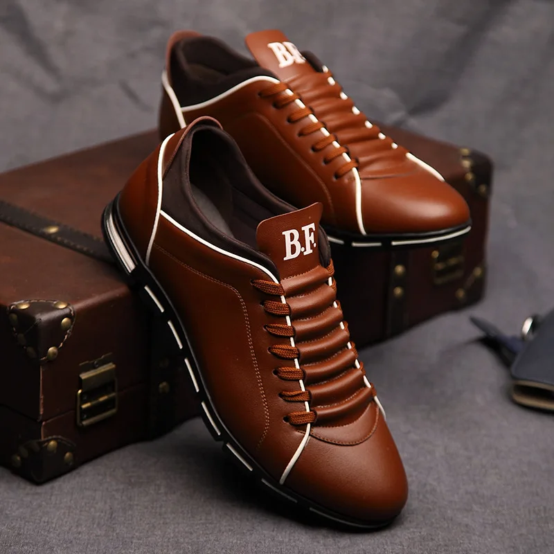 Dragonpinasmu Casual Sneakers Fashion Solid Leather Shoes Formal Business Sport Flat Round Toe Light Breathable 2025 Spring Autumn New Men