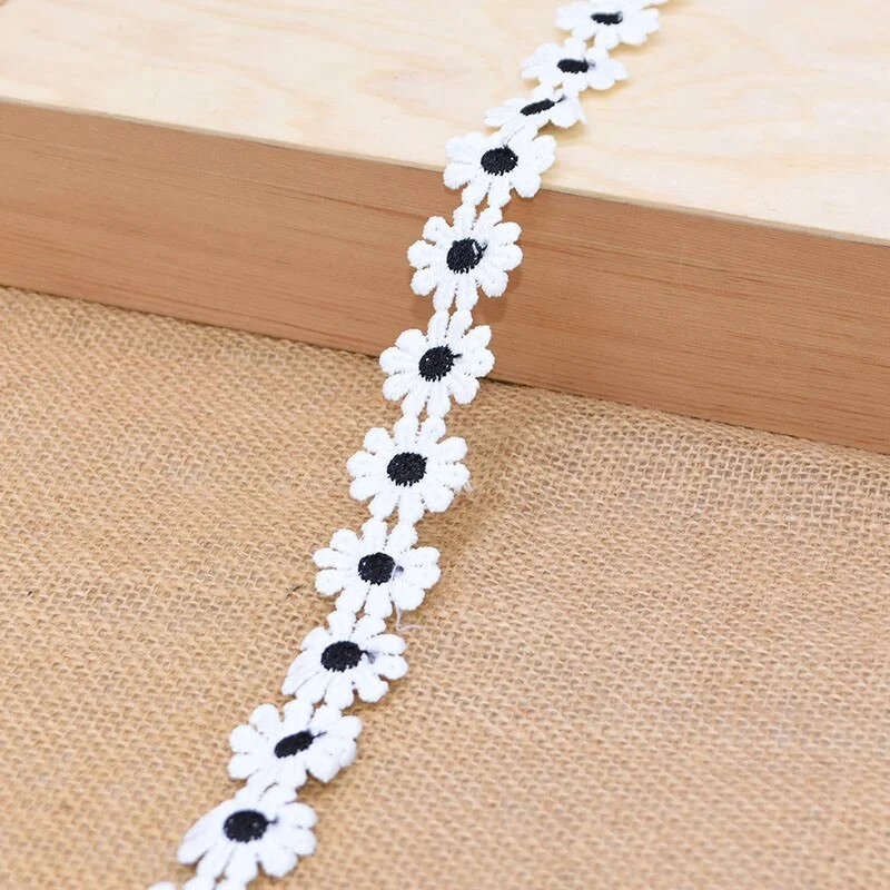 3Yards 25mm Colorful Daisy Flower Lace Trim Knitting Wedding Embroidered Diy Handmade Patchwork Ribbon Sewing Supplies Crafts