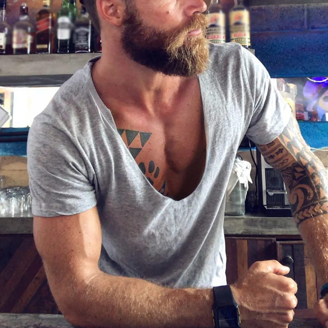 Men's Summer Casual V-Neck Cotton T-Shirt