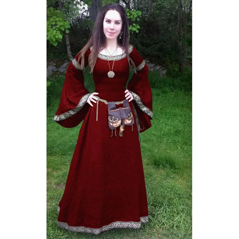 Halloween Medieval Dress Long Sleeve O-Neck Cosplay Victorian Costume