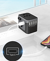 Universal travel adapter, TESSAN international plug adapter, suitable for US to Europe, EU, UK, Australia (Type C/G/A/Type I)