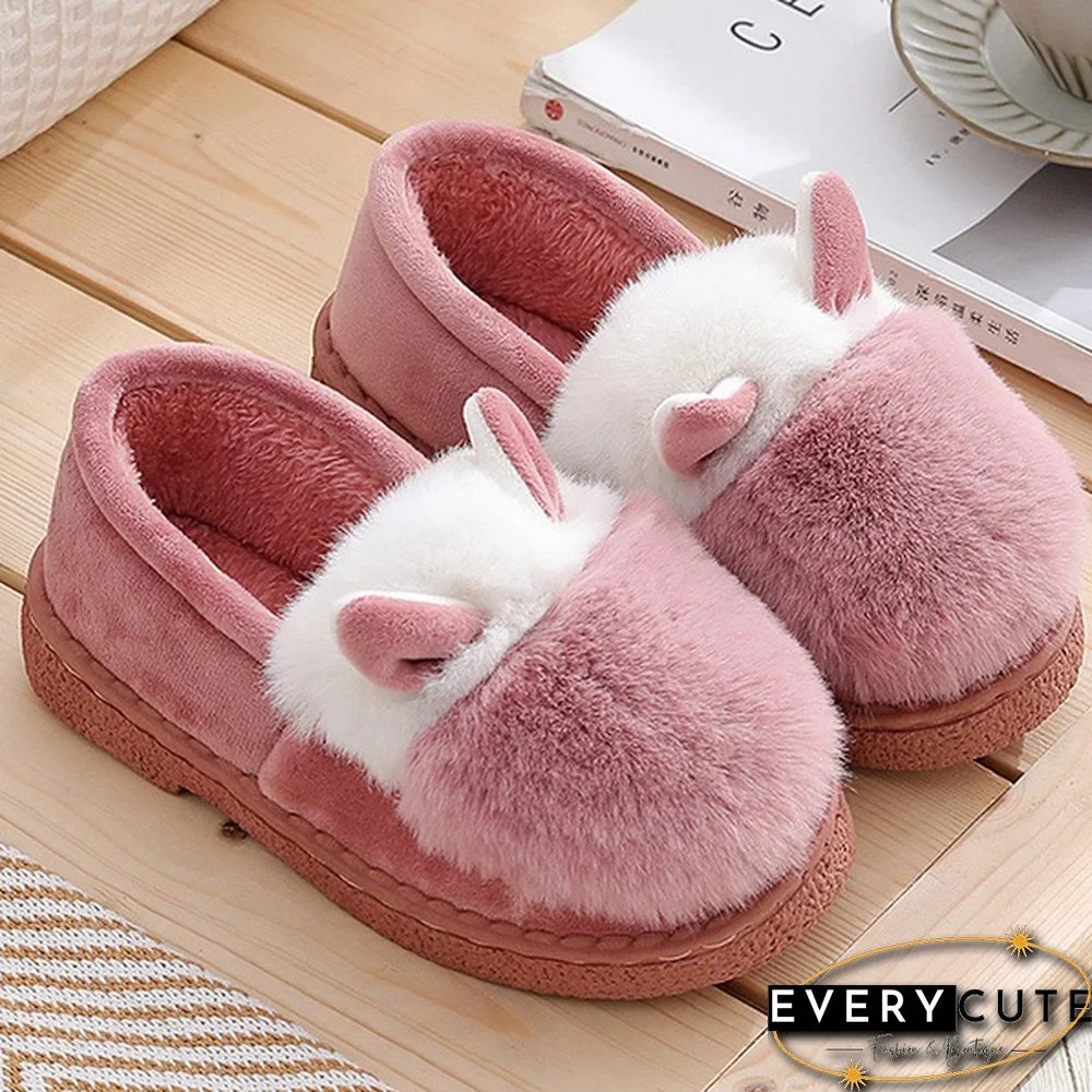 Fashion Autumn Winter Cotton Slippers Rabbit Ear Home Indoor Slippers Winter Warm Shoes Womens Cute Plush Slippers Office Shoes