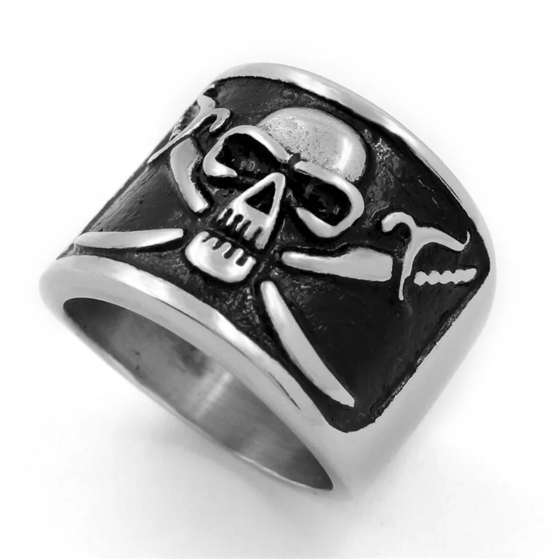 Punk vintage skulls titanium steel rings