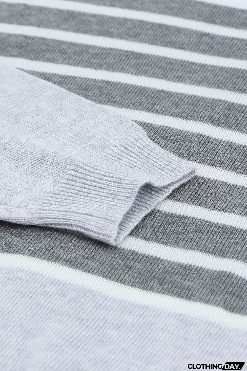 Gray Striped Colorblock Sweater