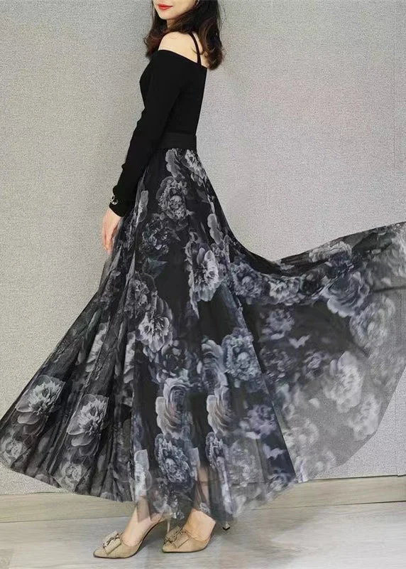 Boutique Black Elastic Waist Exra Large Hem Tulle Skirt Spring