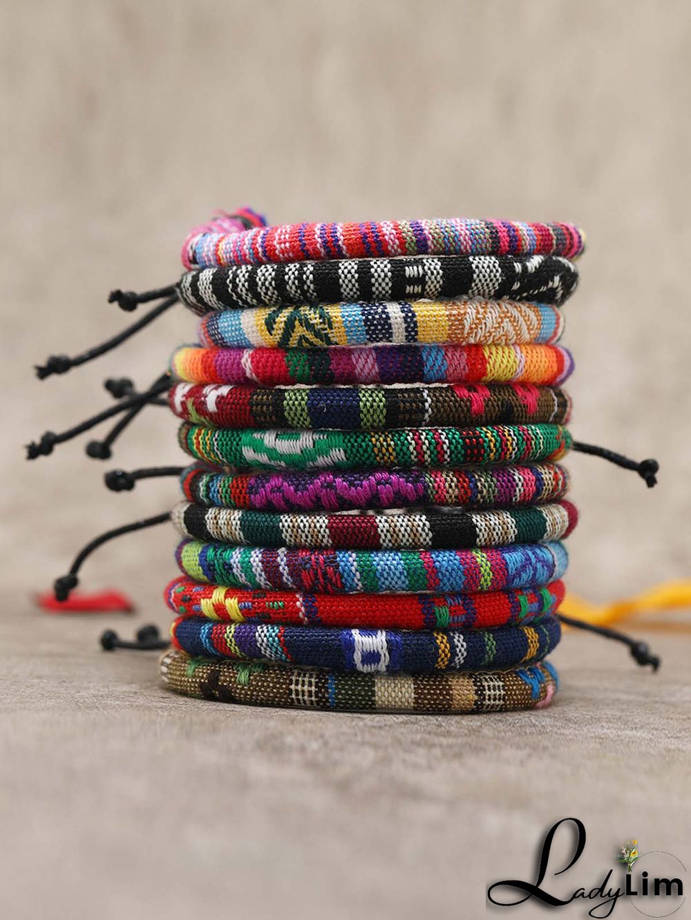 Multicolor Ethnic Style Drawstring Boho Bracelet