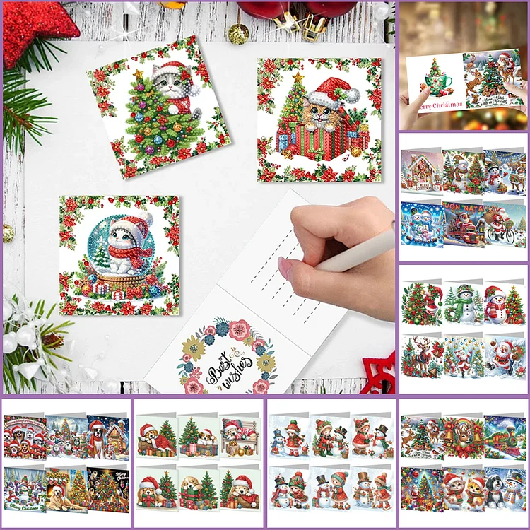 Diamond Painting Ornaments Kits,Cards Diamond Painting Christmas Greeting Cards Holiday Party Cards