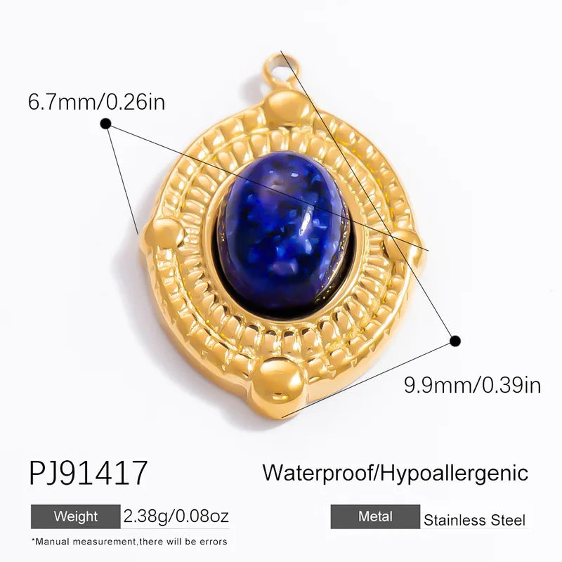 1 Piece 6.7*9.9mm 304 Stainless Steel Natural Stone Geometric Pendant Jewelry Accessories