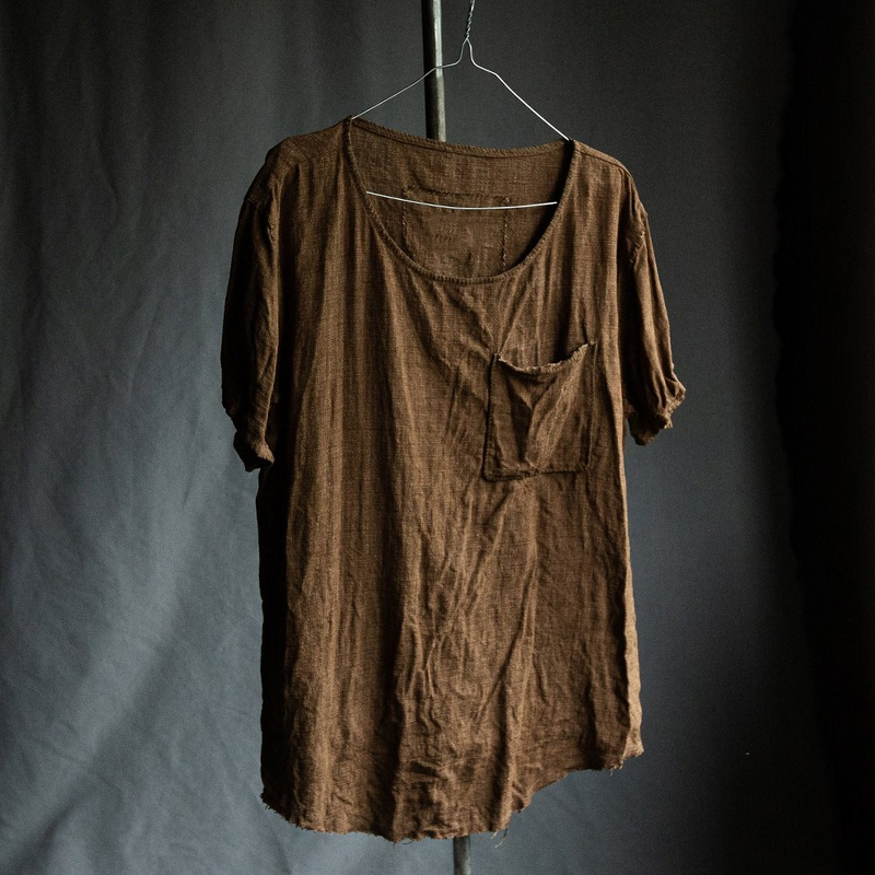 Men's Brown Linen T-Shirt