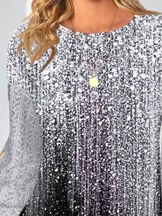 Women Long Sleeve Scoop Neck Polka Dot Printed Graphic Button Lace Tops