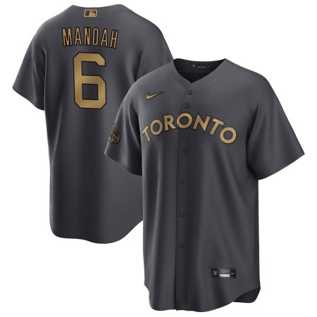 Men's Toronto Blue Jays #6 Alek Manoah 2022 All-Star Charcoal Cool Base Stitched Baseball Jersey RSVM