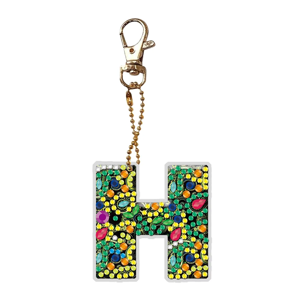 DIY Handmade Gem Keychains Letters Lady Bag Pendant