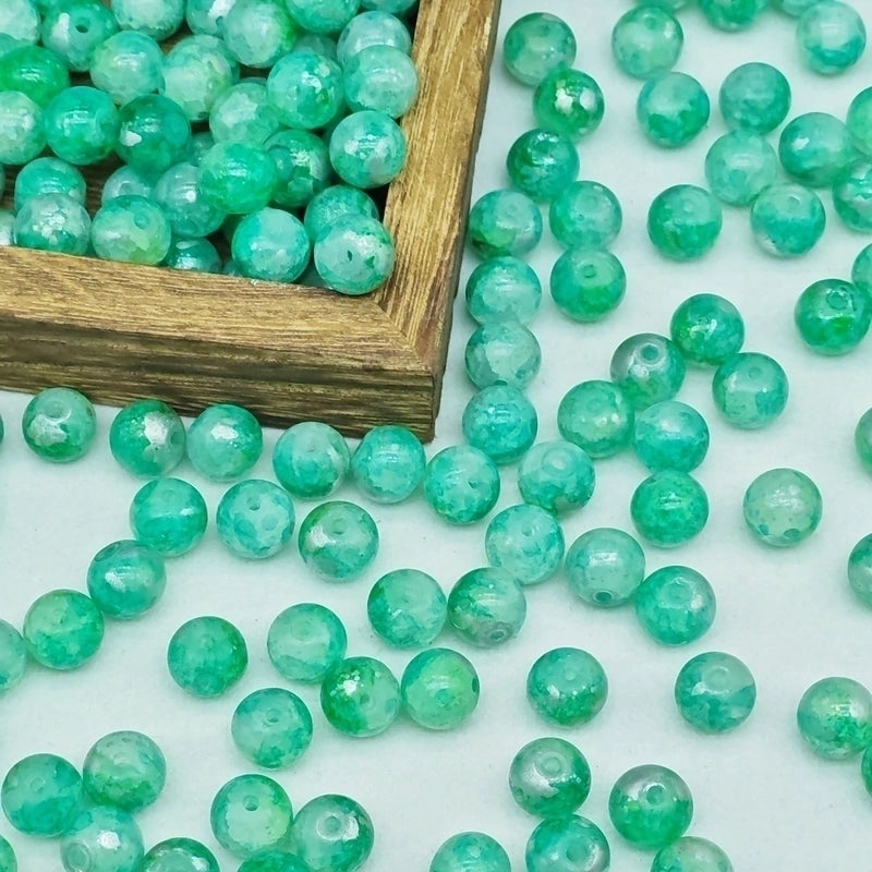 New 8/10mm Water Dyed Protein Jade Broken New Chinese Style Gold Sprinkling Glass Bead DIY Bracelet Ornament Straight Hole Beads Loose Beads