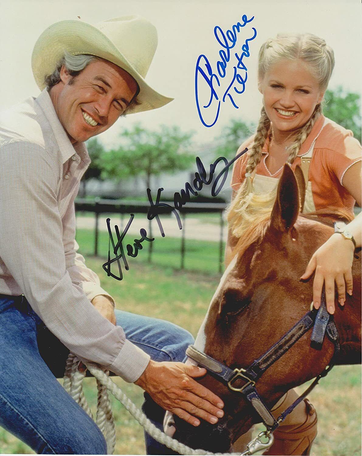 Steve Kanaly and Charlene Tilton Dallas Original Autographed 8x10 Photo Poster painting #2