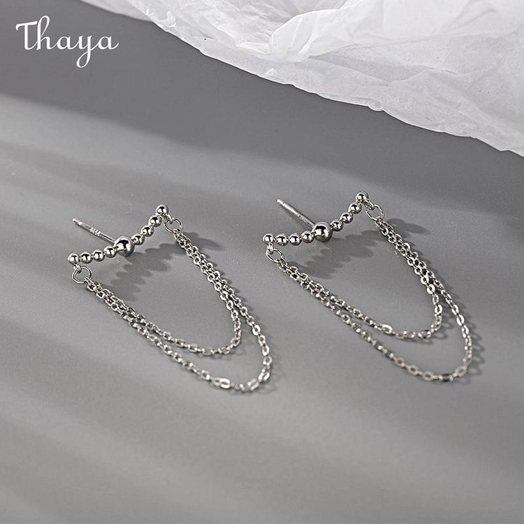 Thaya 925 Silver Chain Earrings