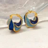 Stylish Blue Twist Hoop Golden Earrings