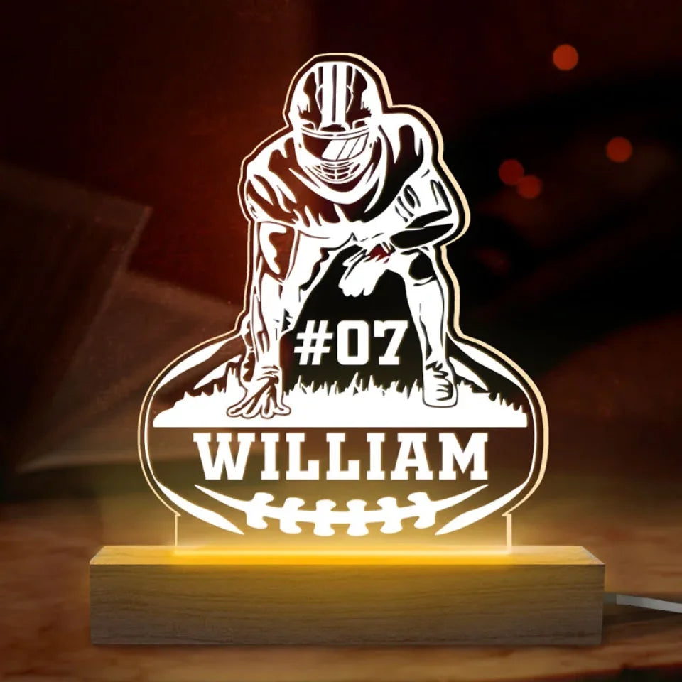 Loveyoufancy Football Is Family - Personalized Custom Shaped 3D LED Light - Gift For Sport Lovers, Sport Players