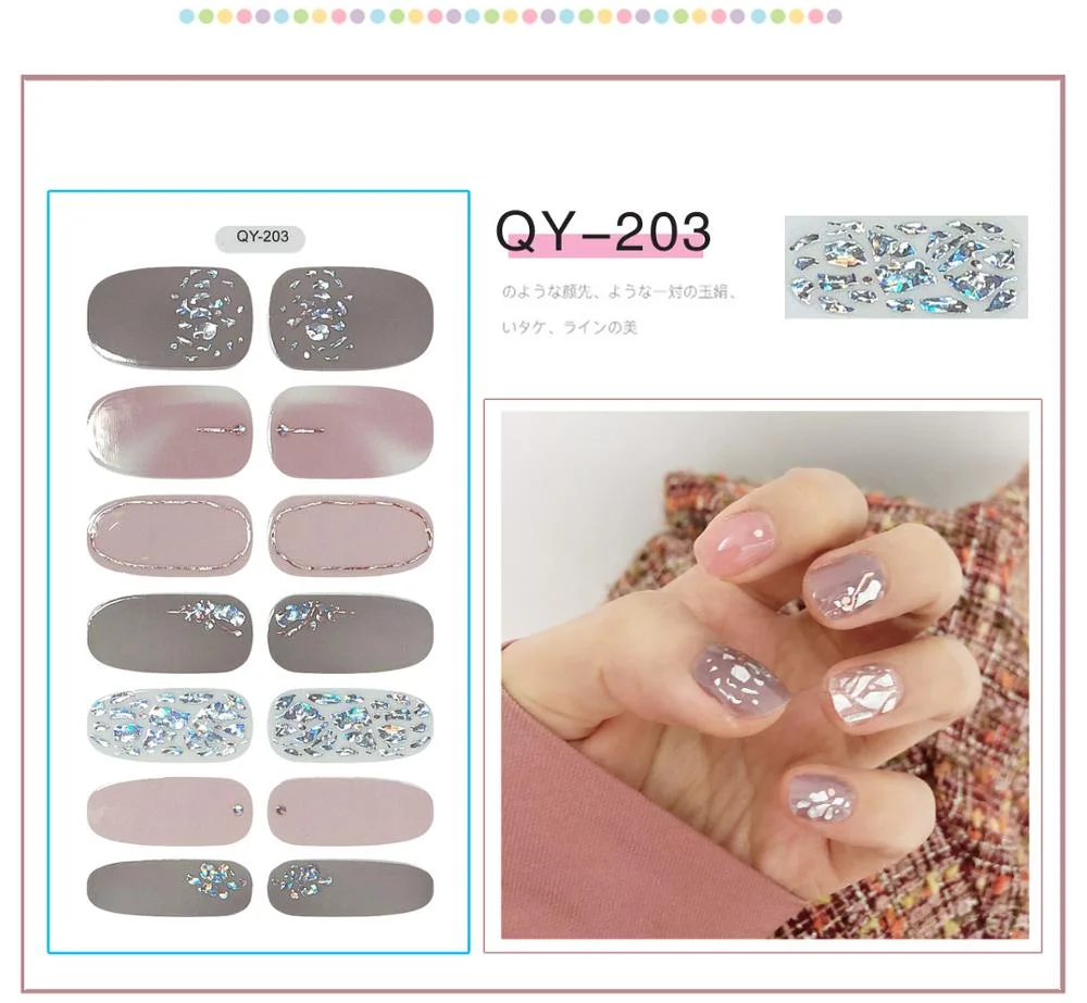ENDRRFLLA Glitter Decorative Floral Nail Stickers Gray Water Transfer Polish Items Nail Art Decals 2020 New Design Nail Art 1pc-Nail Inspo